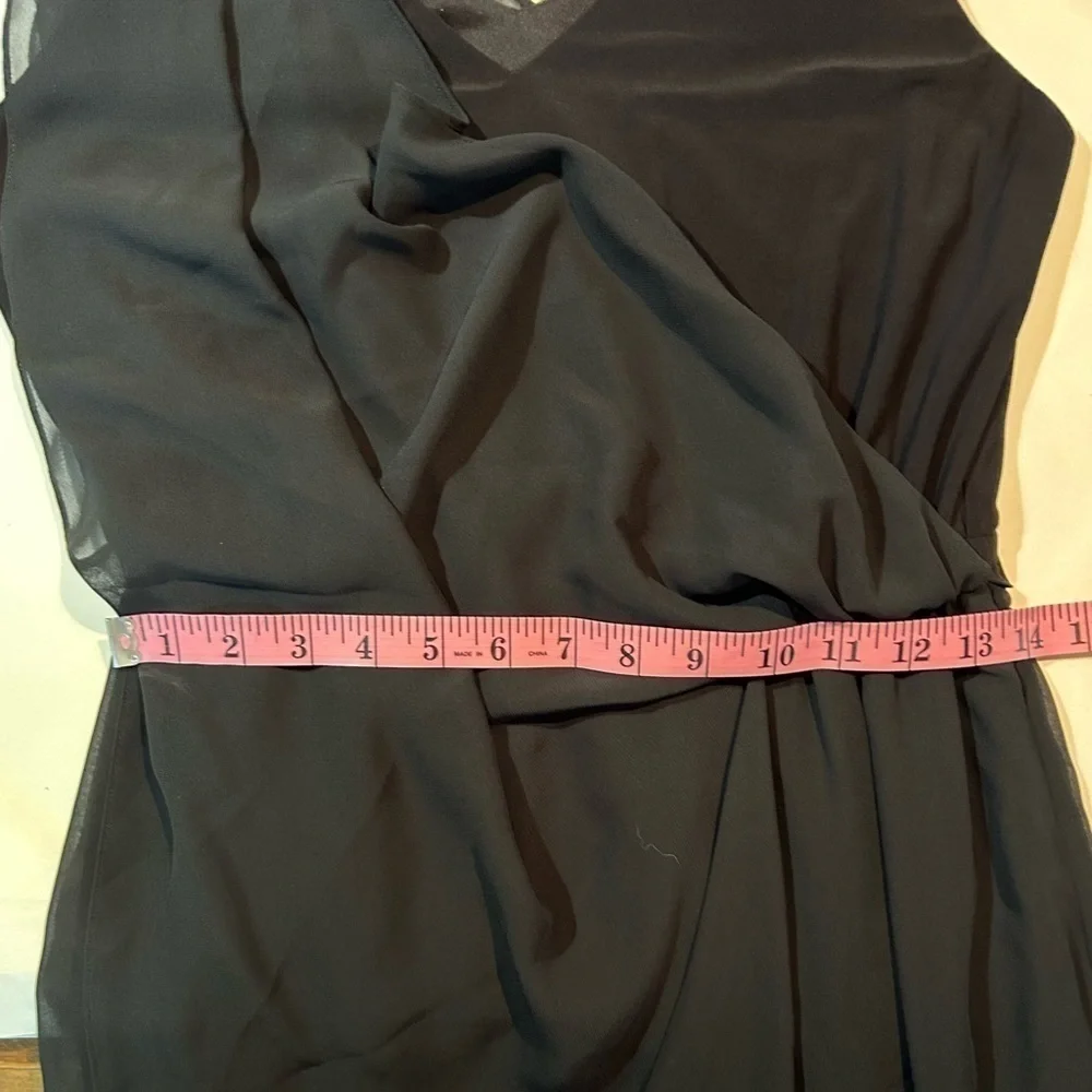 Adrianna Papell Asymmetrical Draped Flowing Dress in Black Size S - Picture 13 of 15